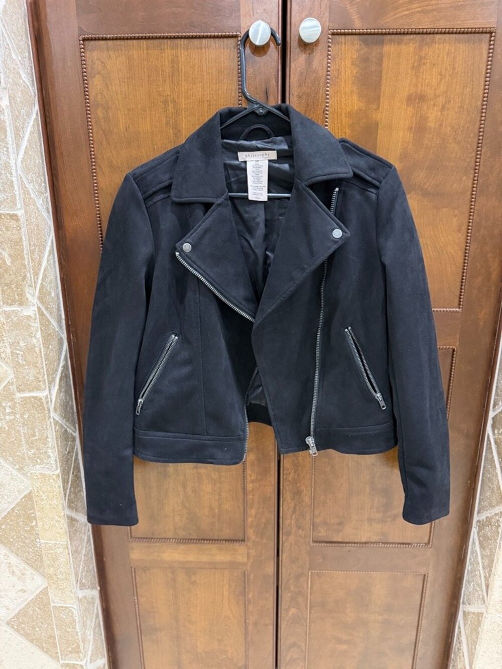 Black Faux Suede Moto Jacket